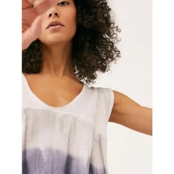 Free People Paradise Dip Dye Tee Lilac Fog Combo Oversized Flowy Knit Beach XS - Picture 2 of 16